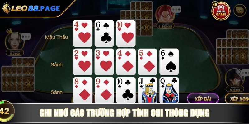 Cách Tính Chi Bài Binh - Nâng Cao Kỹ Năng Chơi Mậu Binh 4 Ghi nhớ các trường hợp tính chi thông dụng